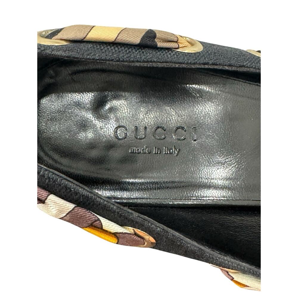 Gucci Guccissima Scarf Bow Heels Black Open Toe Pumps Ribbon Size 9.5 Luxury - Picture 7 of 14